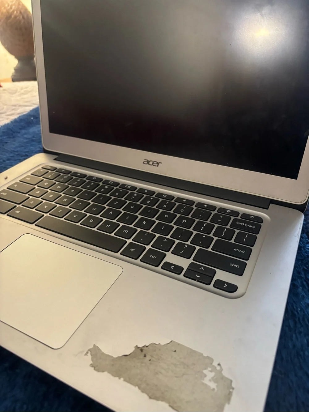 Acer Silver Chromebook Laptop - does not have charger